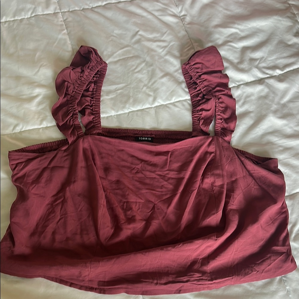 Torrid Red Ruched Sleeveless Crop Tank